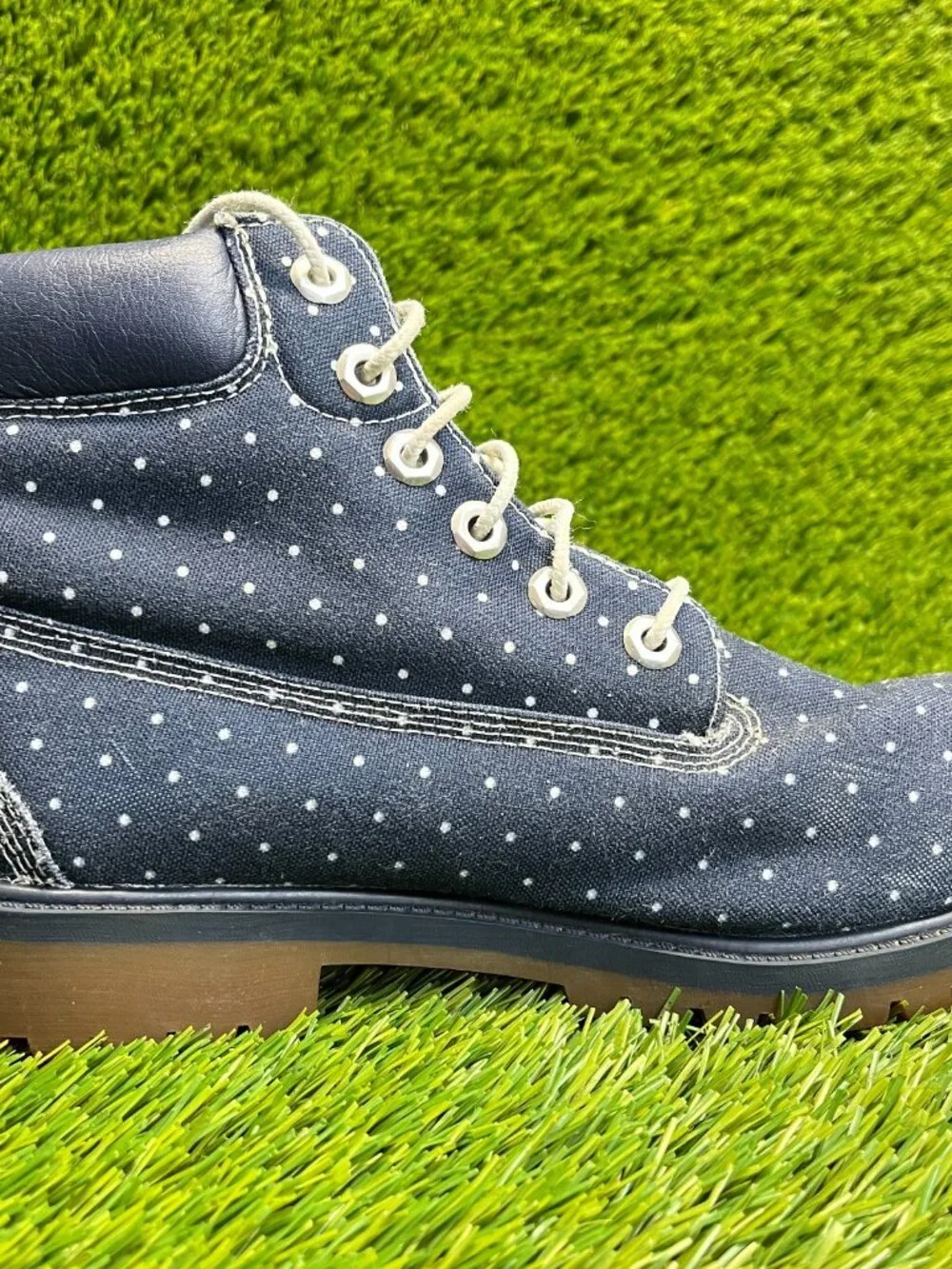 Timberland Polka‎ Dot Boys Size 5.5Y Blue White Outdoor Lace Up Chukka Boots